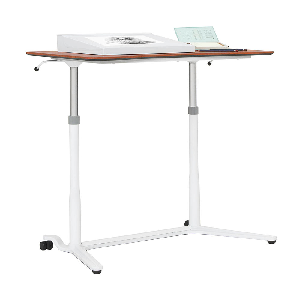 Sierra Height Adjustable Table Sit-to-Stand Desk with Wheels - White/Cherry