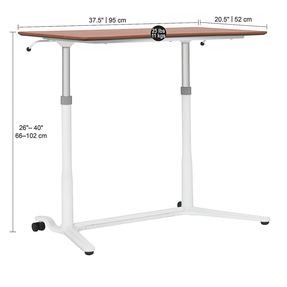 Sierra Height Adjustable Table Sit-to-Stand Desk with Wheels - White/Cherry