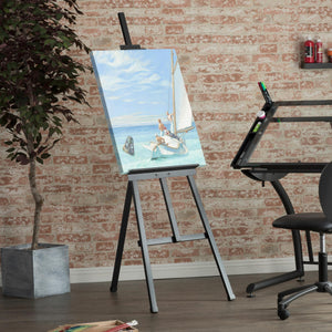Heavy-Duty Metal Museum Lyre Artist Easel for Large Canvases - 13149